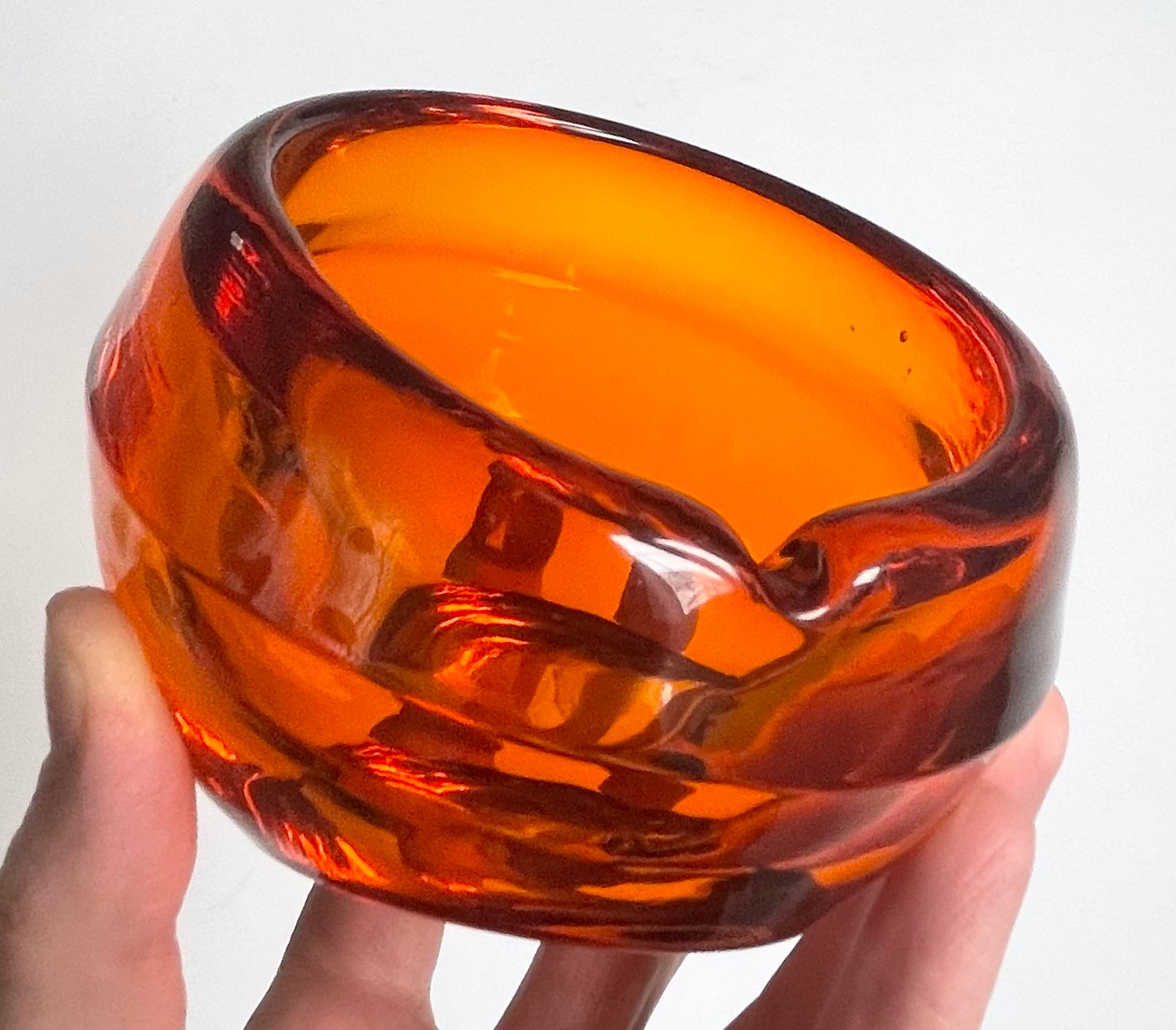 Viking Orange Orbital Glass Ashtray Minimalist Sleek Vintage Mid ...