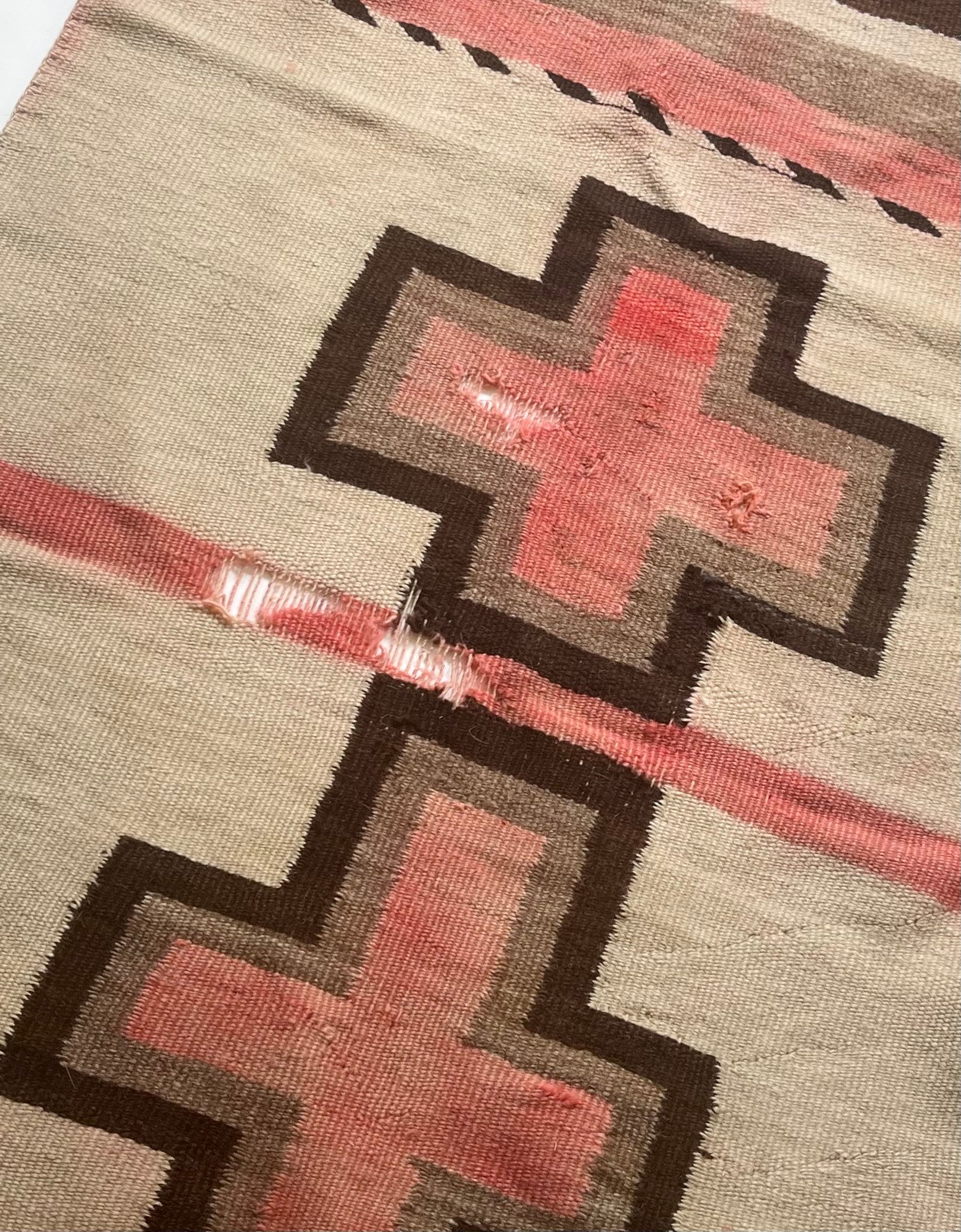 Antique Navajo Rug Saddle Blanket Cross Crosses 1800s Early 1900s