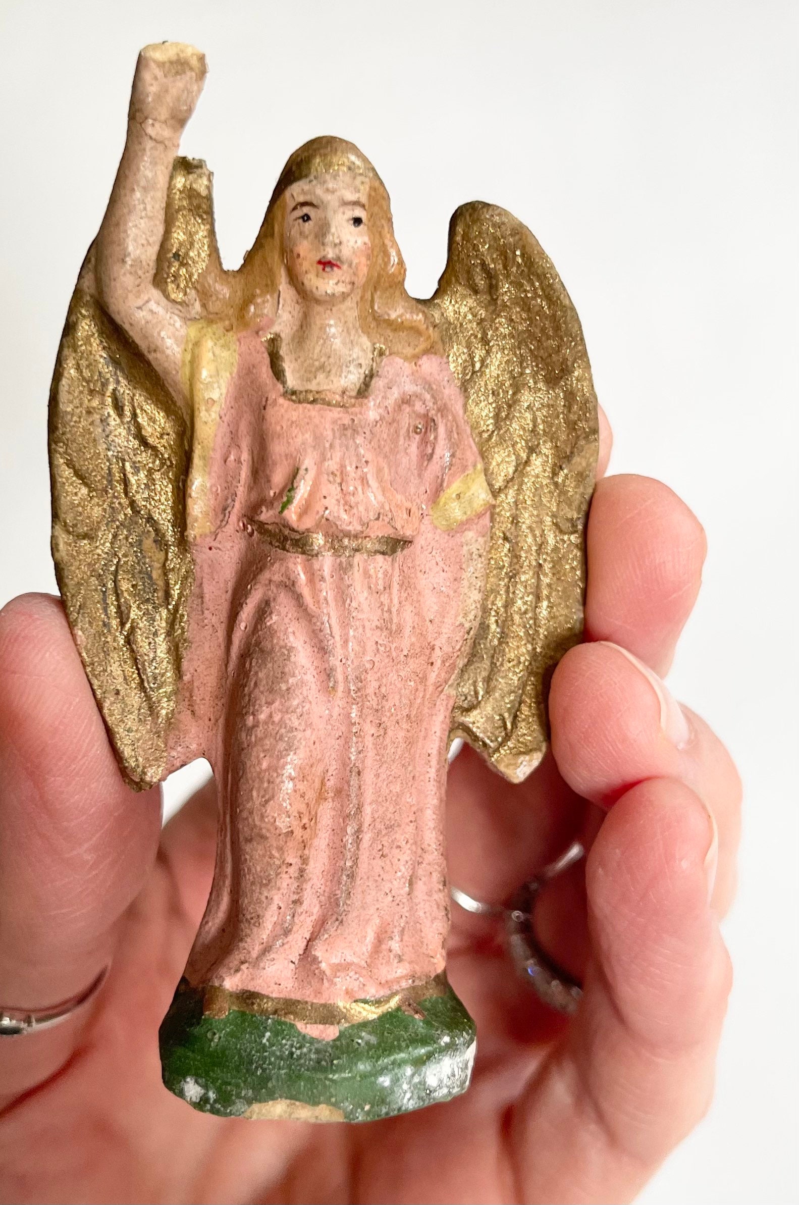 Two German Nativity Angel Figurines Vintage Antique Nativity Set