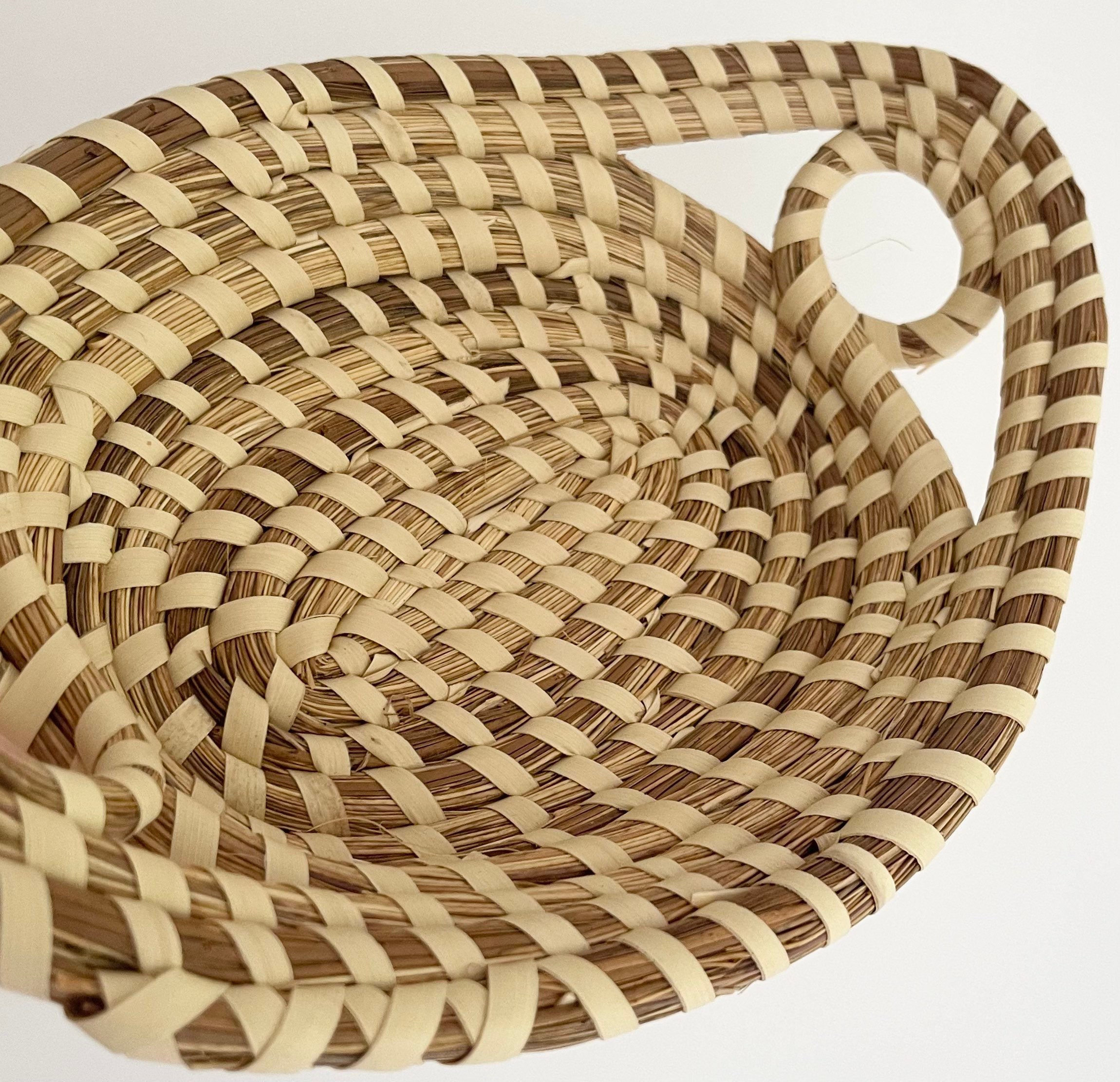 Oval Charleston Sweetgrass Basket Small Size Handmade Vintage Handwoven