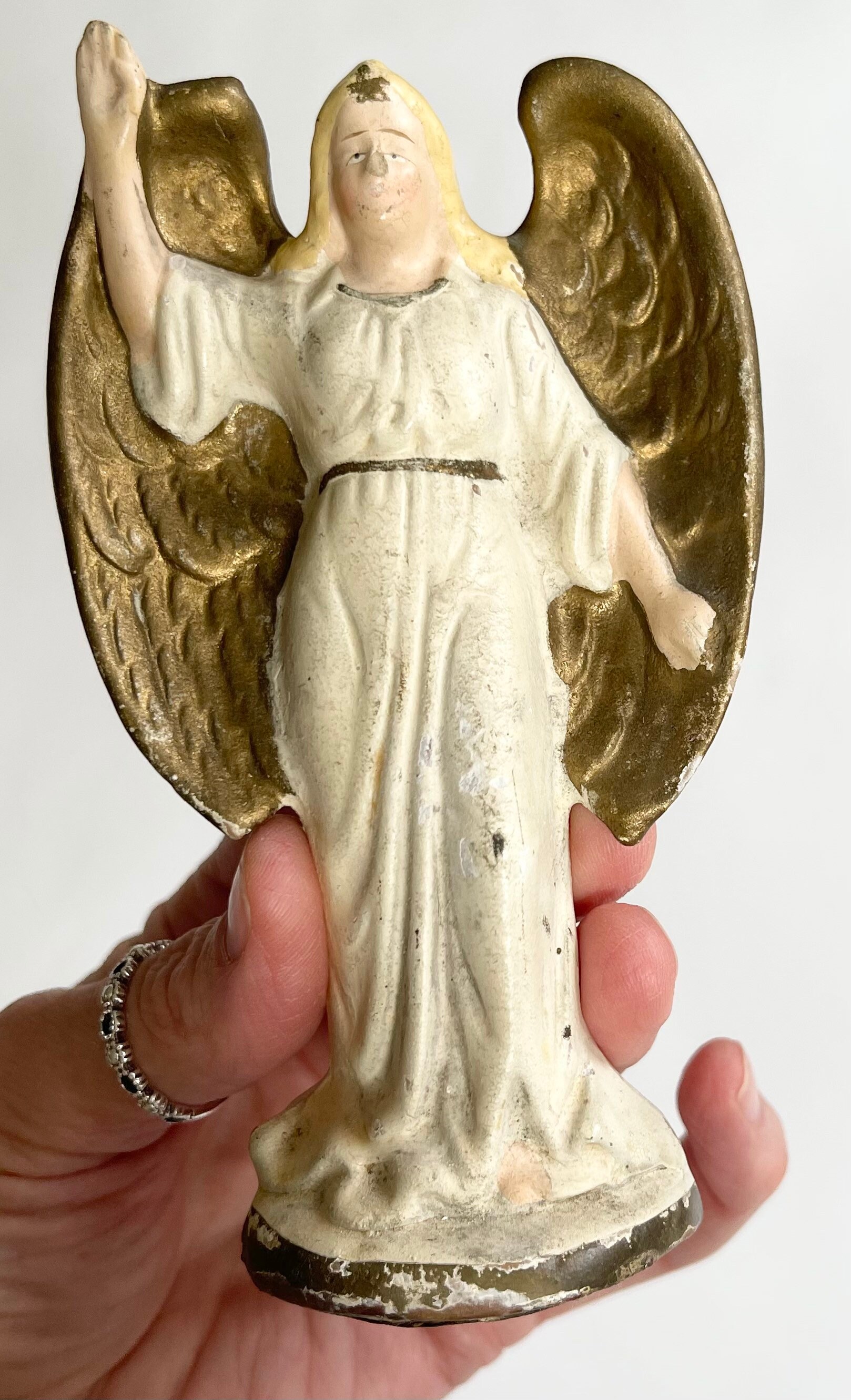 Two German Nativity Angel Figurines Vintage Antique Nativity Set