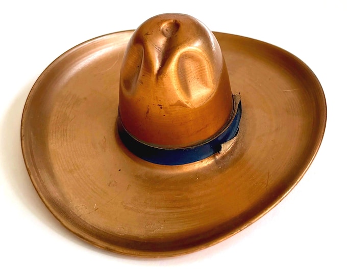 Vintage Copper Cowboy Hat Ashtray Western Decor Tobacciana