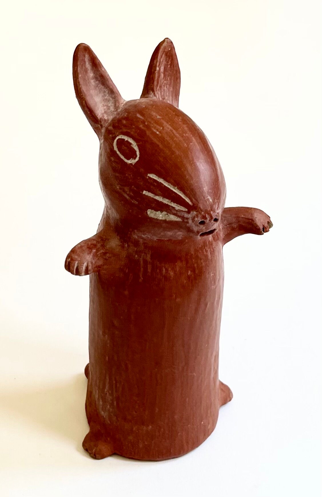 Red Ceramic Rabbit Mexican Redware Pottery Rabbit Bunny Figurine Red Clay Mexico Folk Art ...