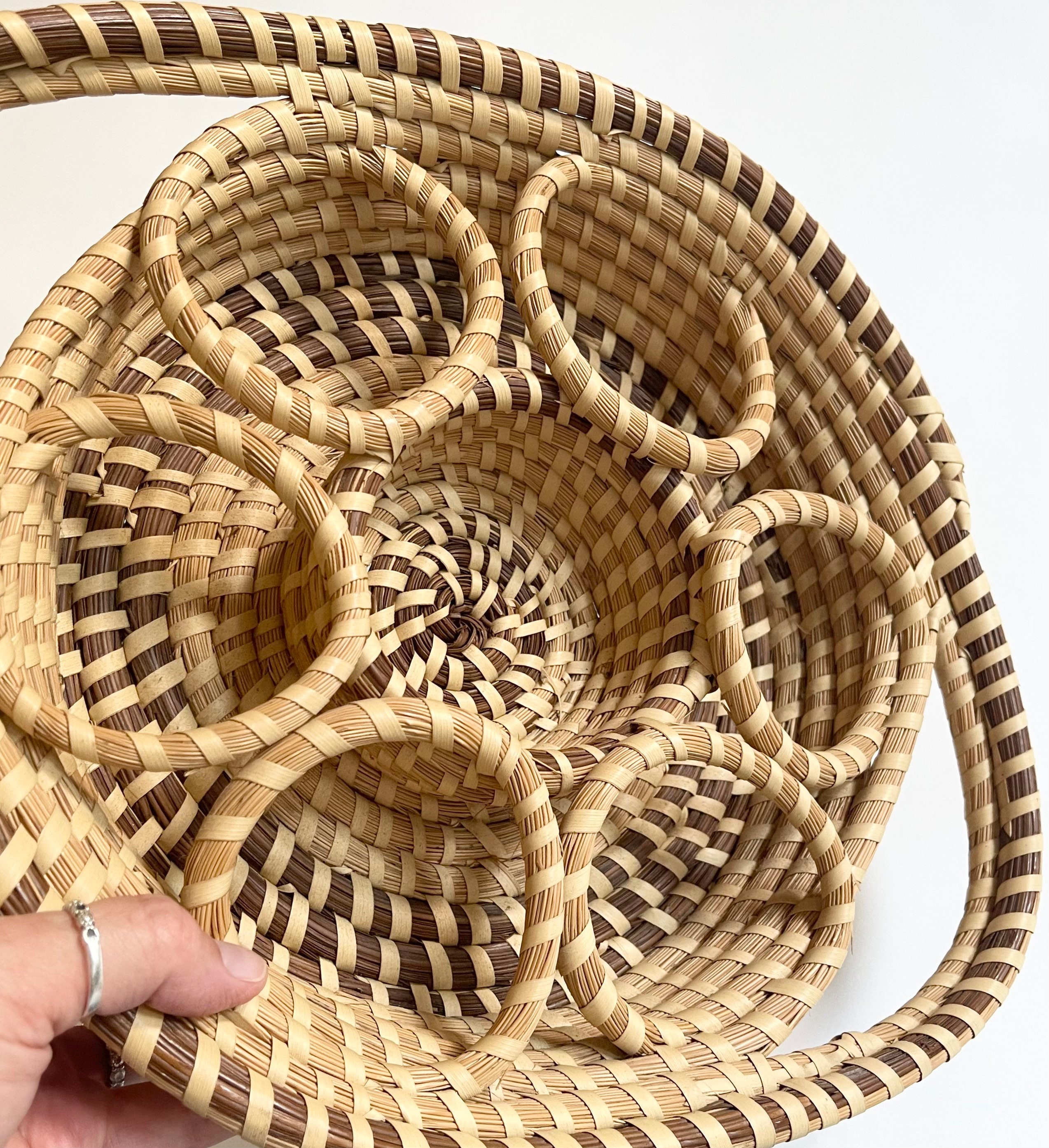 Charleston Sweetgrass Basket Drink Glass Holder Serving Tray Handmade