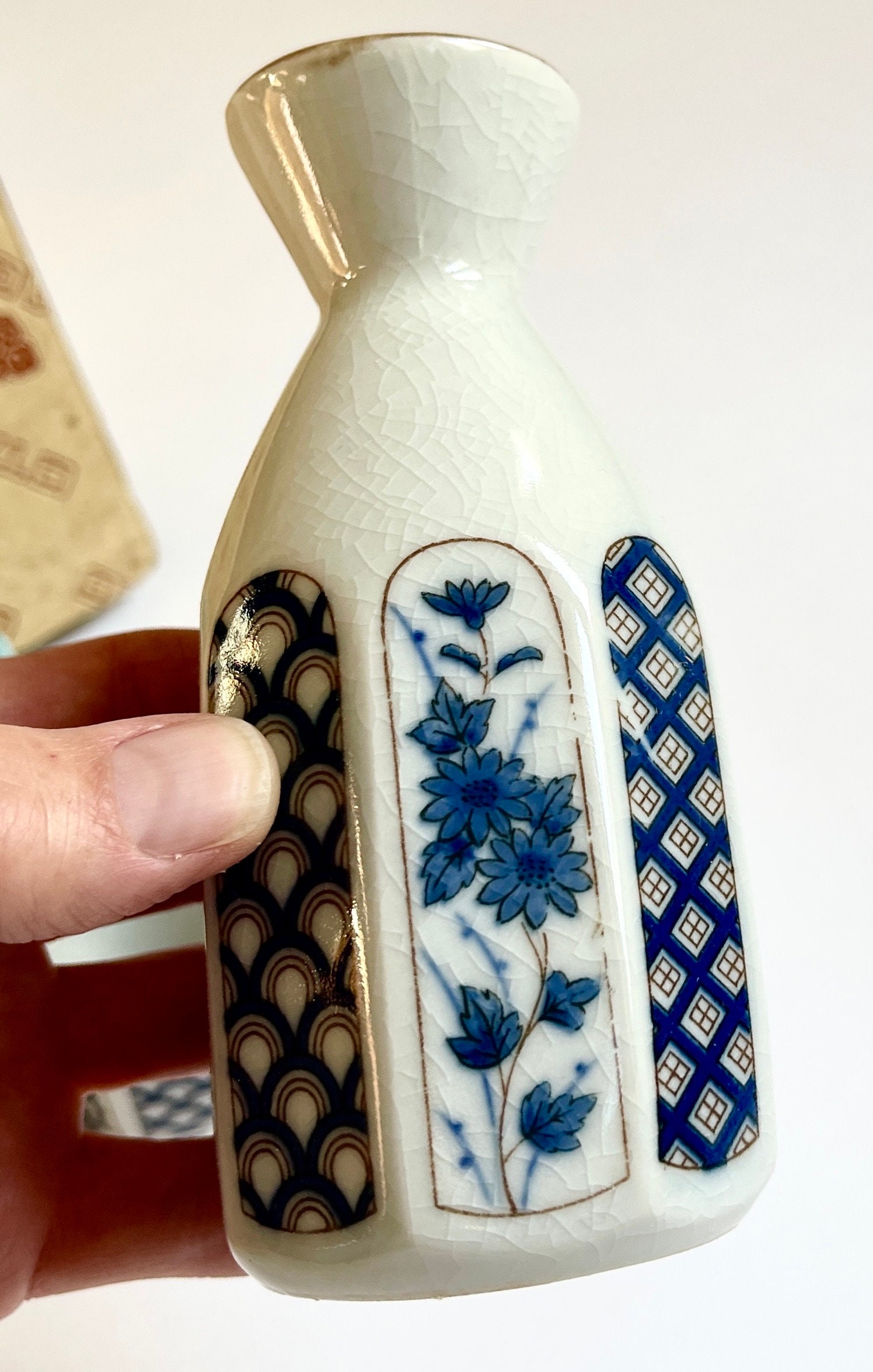 OMC Japan Sake Set Sake Glasses Sake Carafe Vintage Japanese Blue White