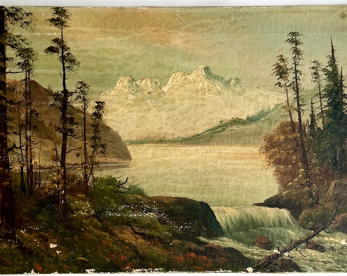 Lake Tahoe Oil Painting Original Art Signed Hasselbar American Western California Mountain Landscape Horizontal Stretched Canvas Wall Art