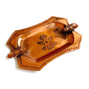 Cinzeiro de cobre Thunderbird da era Fred Harvey, vintage Bell Trading Post