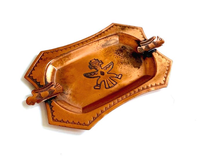 Fred Harvey Era Thunderbird Copper Ashtray Vintage Bell Trading Post