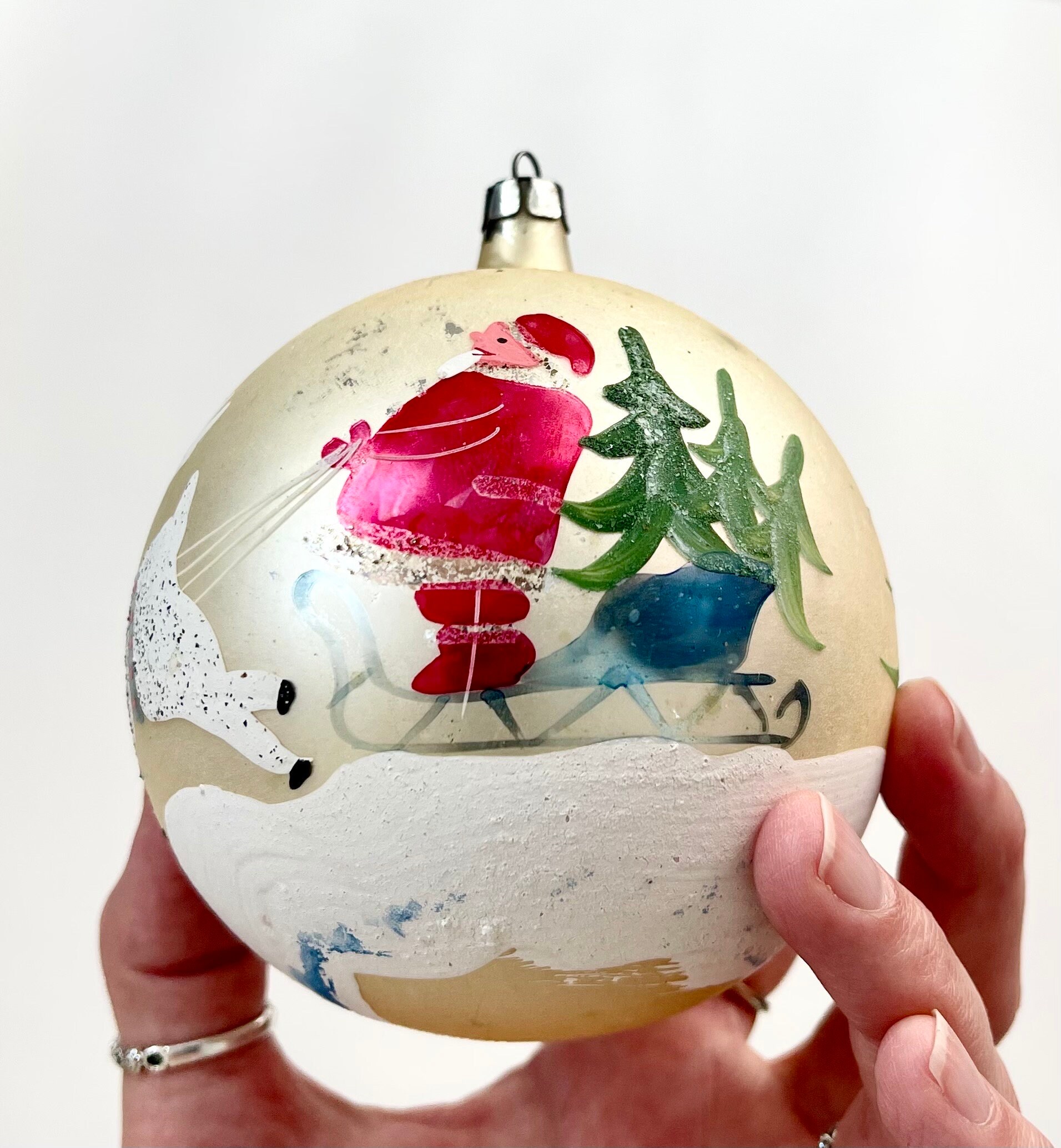 Vintage glass Santa