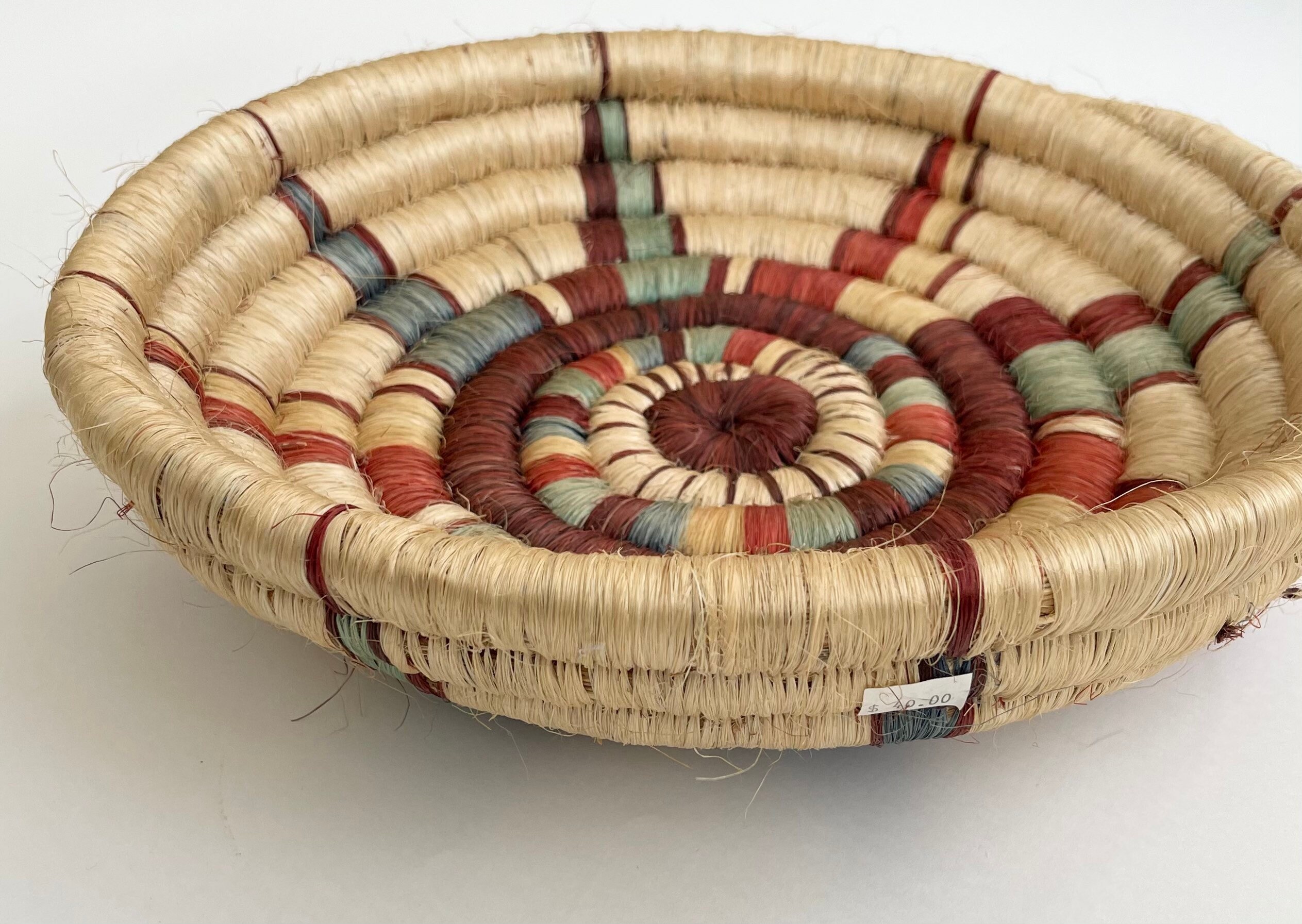 Kenyan African Basket Bowl Heavy Large Solidly Crafted Vintage Artisan