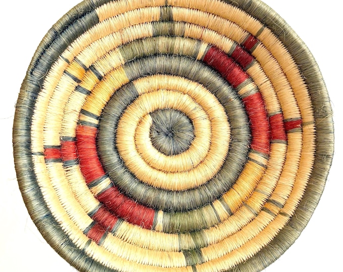 Vintage Kenyan Polychrome Basket Basket Bowl 13"