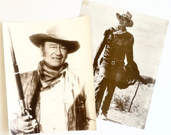 Vintage John Wayne Photographs Sepia Tone Western Poster Possibly Press Promo Pieces 11" x 14" Vertical Wall Art Boy Man Cave Cowboy Movie