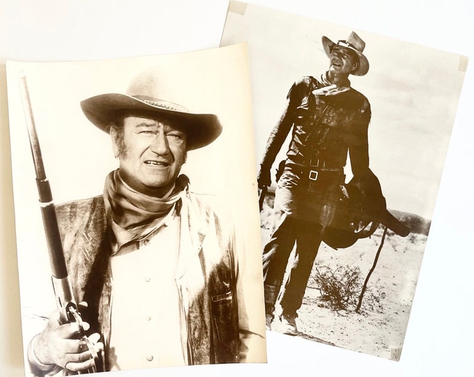 Vintage John Wayne Photographs Sepia Tone Western Poster Possibly Press Promo Pieces 11" x 14" Vertical Wall Art Boy Man Cave Cowboy Movie