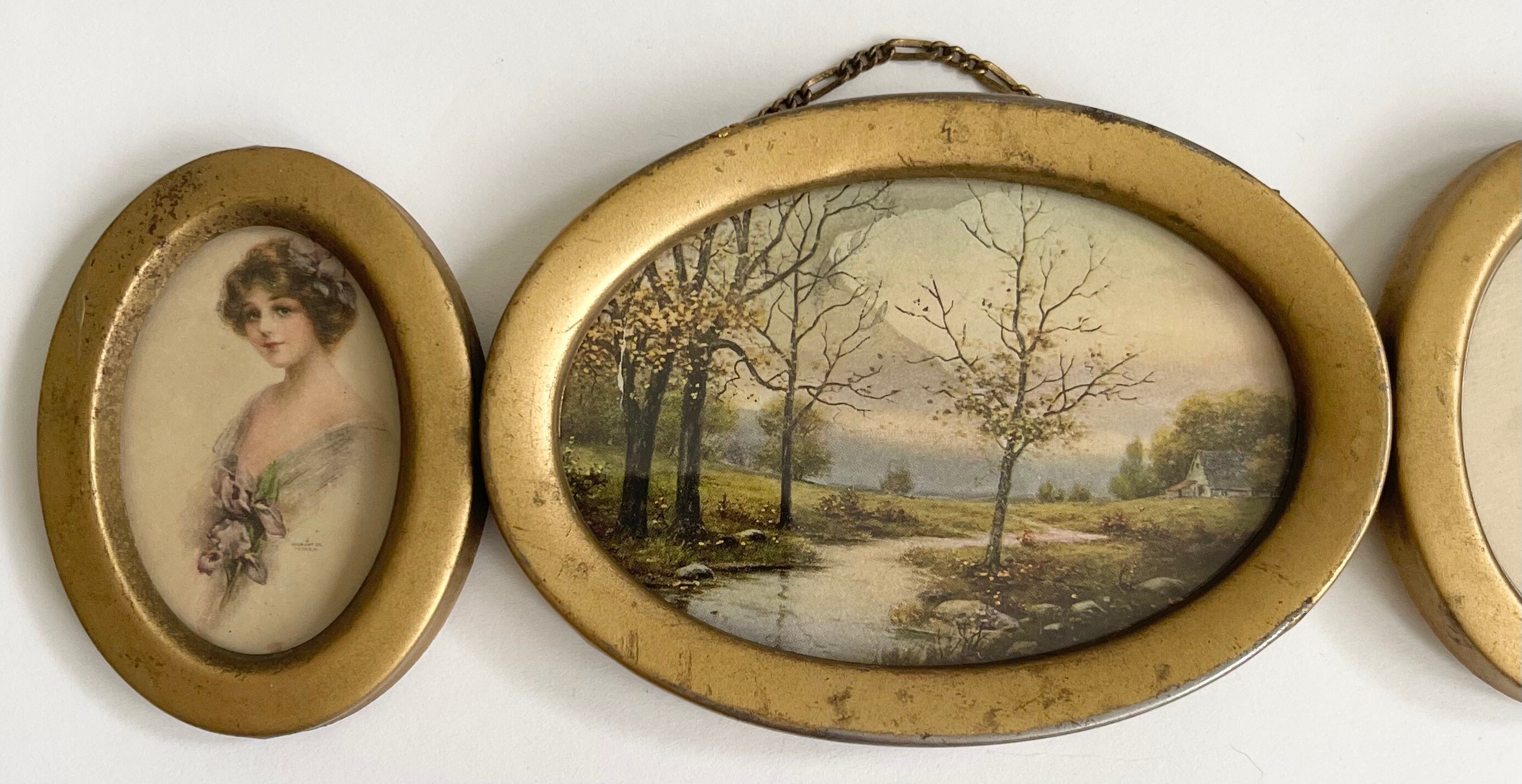 Small Victorian Style Wall Hanging Female Bust Nature Landscape Scene