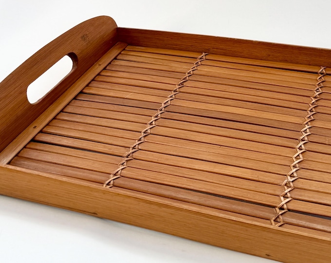Mid Century Wood Tray MCM 50s 60s 70s Minimalist Decorative Serving Tray Sleek Minimalist Wooden Tray 16" x 11" Rectangle