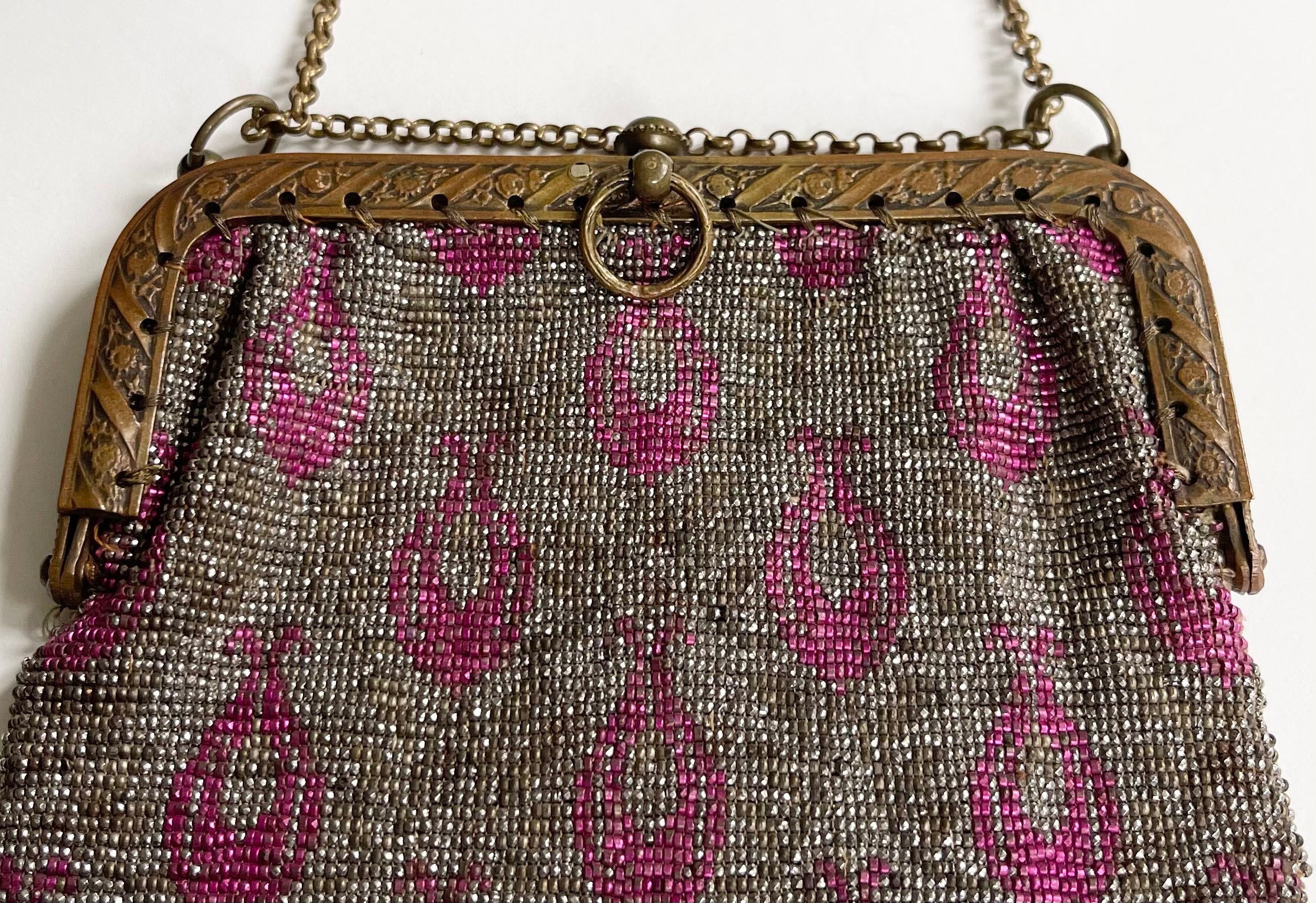 Antique French Beaded Purse Clutch Wristlet Early 1900s Vintage Tiny