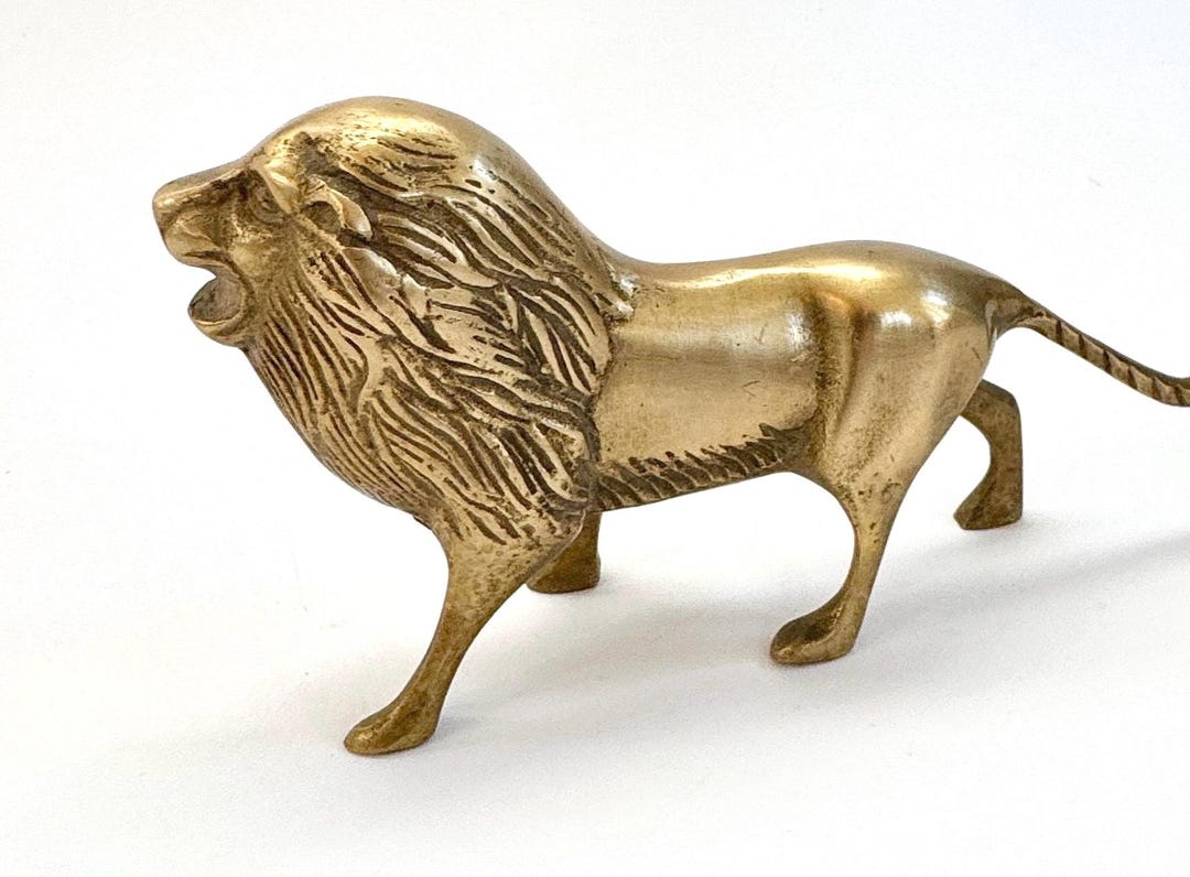 Vintage Brass Lion Figurine Mid Century Feline Animal Figure &" - Etsy