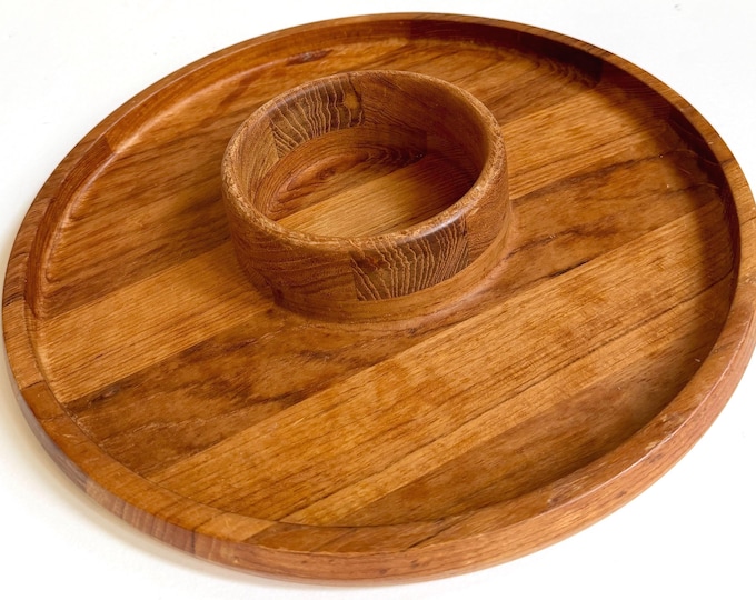 Vintage Jens Quistgaard for Dansk Teak Wood Chip and Dip Serving Tray