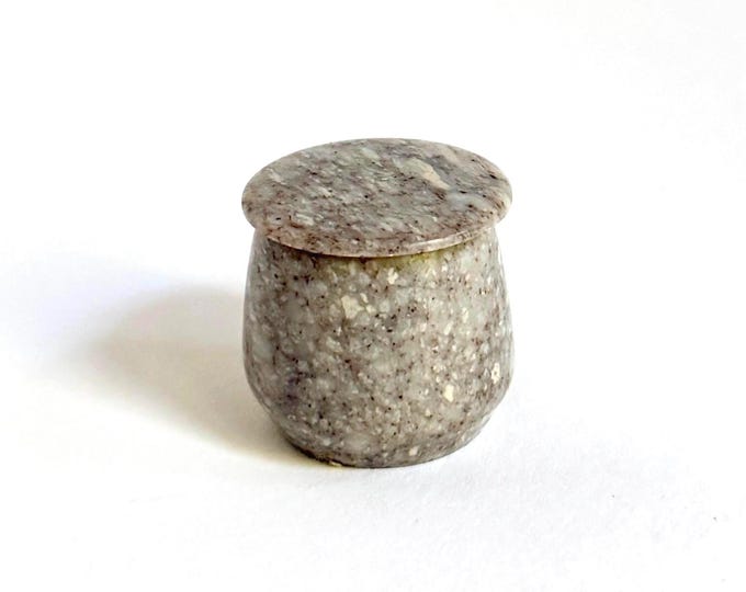 Tiny Carved Stone Box Neutral Natural Gray Tone