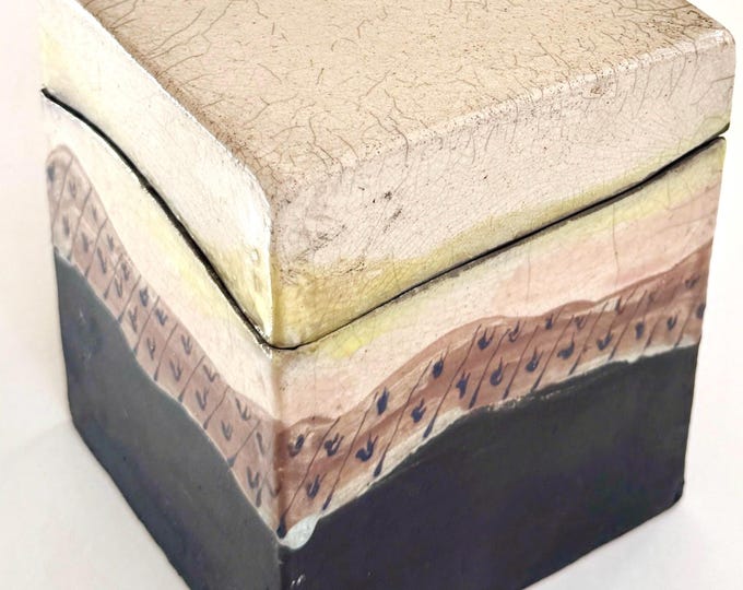 Vintage Raku Pottery Box Signed Murray Studio Ceramics Glazed Beige Neutral Earth Tone