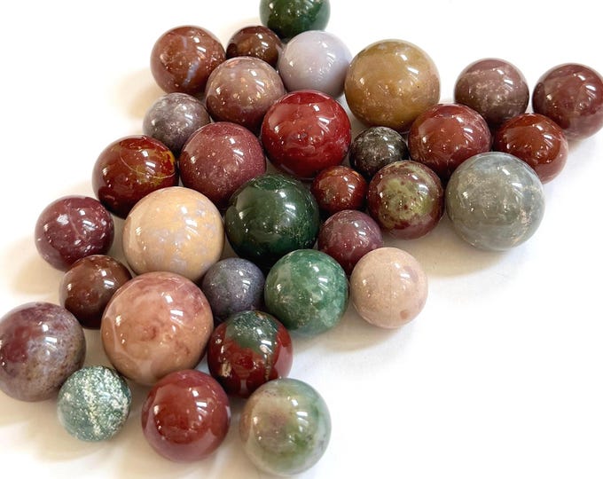 Vintage Polished Agate Stone Marble Sphere Lot of 32 Earth Tone Marbles