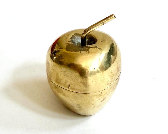 Vintage Solid Brass Apple Trinket Box