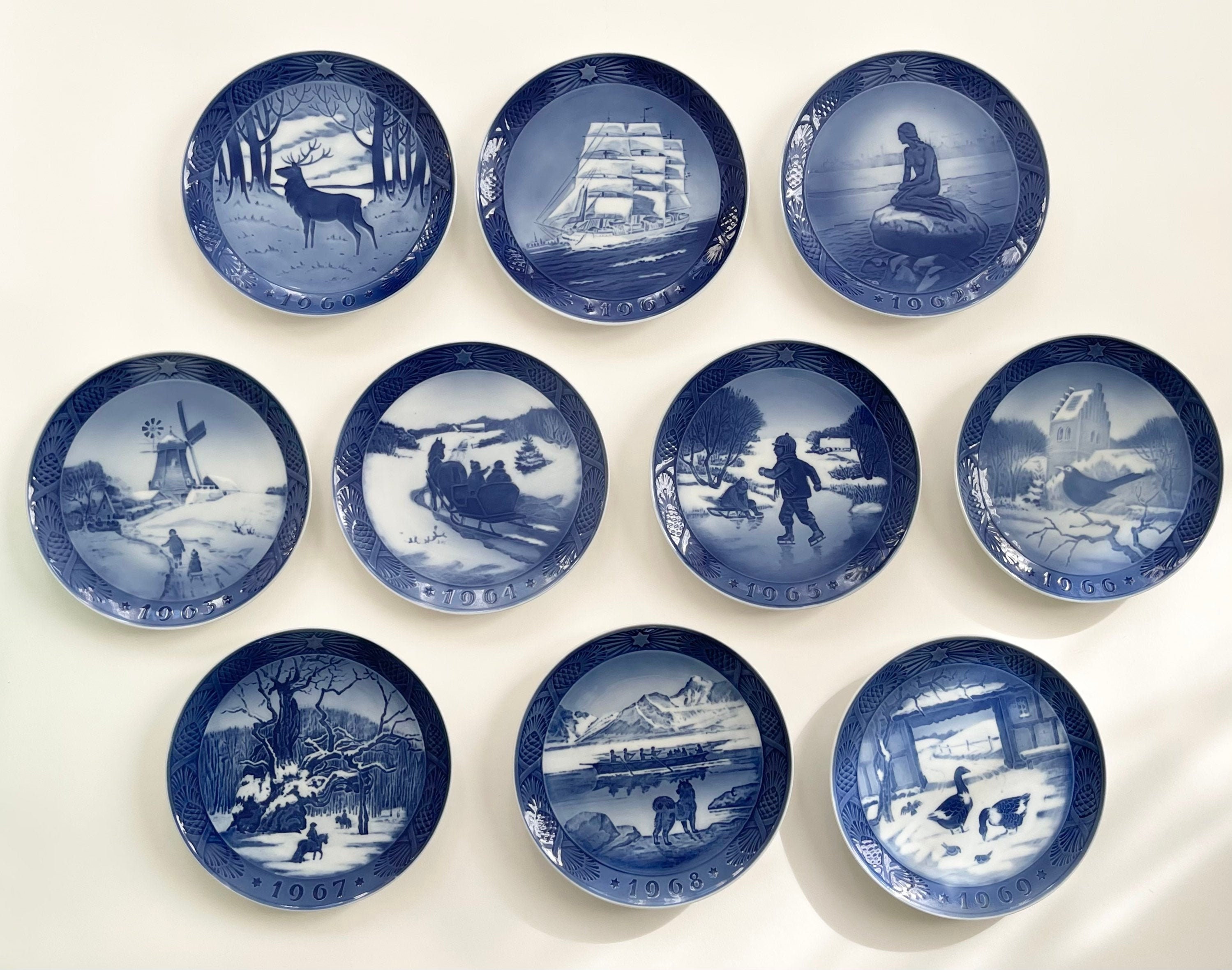Royal Copenhagen Christmas Plate Lot of 10 1960s 60s Collectible