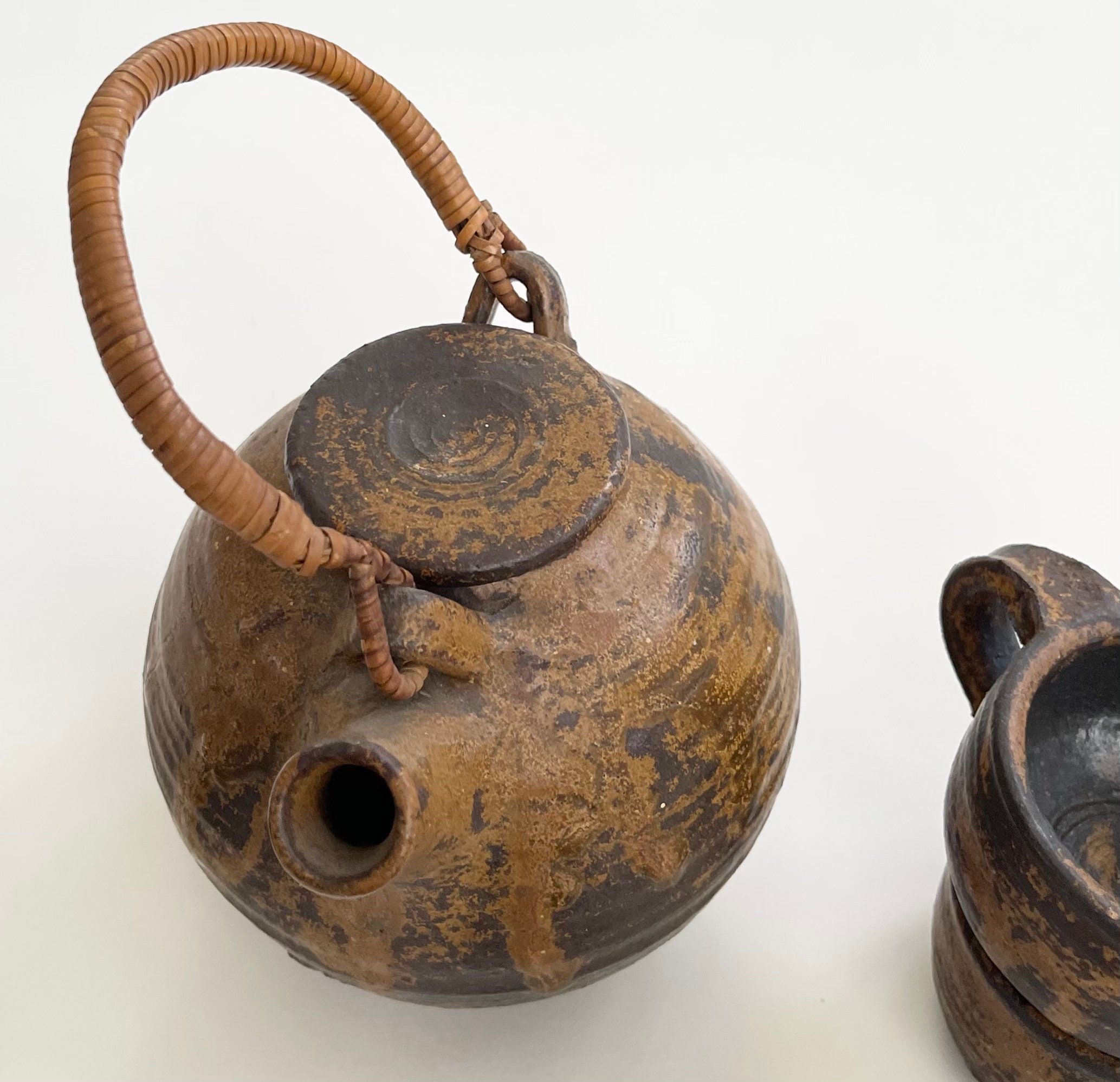 Handmade Pottery Tea Set Heavy Stoneware Studio Pottery Kiln Fired