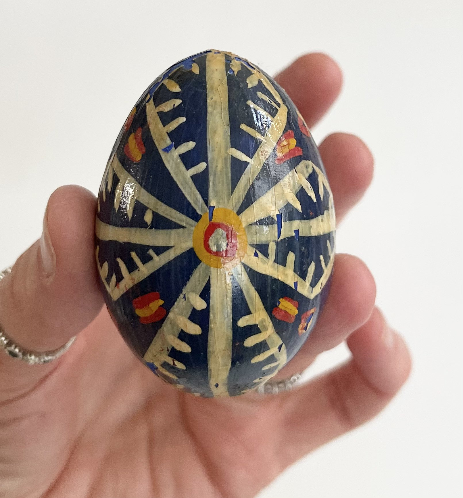 Hand Painted Wooden Egg Lot of 5 Eggs Vintage Handmade Bright Colorful