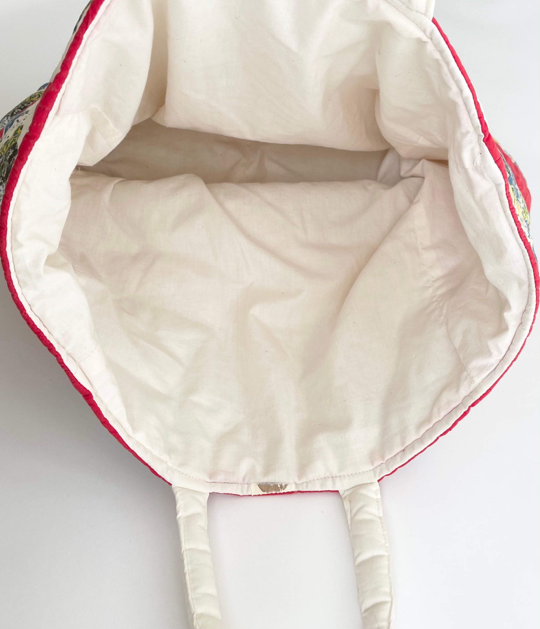 Quilted Cotton Tote Bag Sewing Knitting Bag Vintage Patchwork Floral