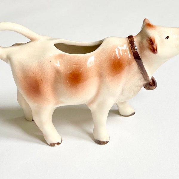 French Porcelain Cow Creamer Paris Flea Market Find Vintage Farmhouse Farm Style Kitchen Table Ceramic Coffee Creamer