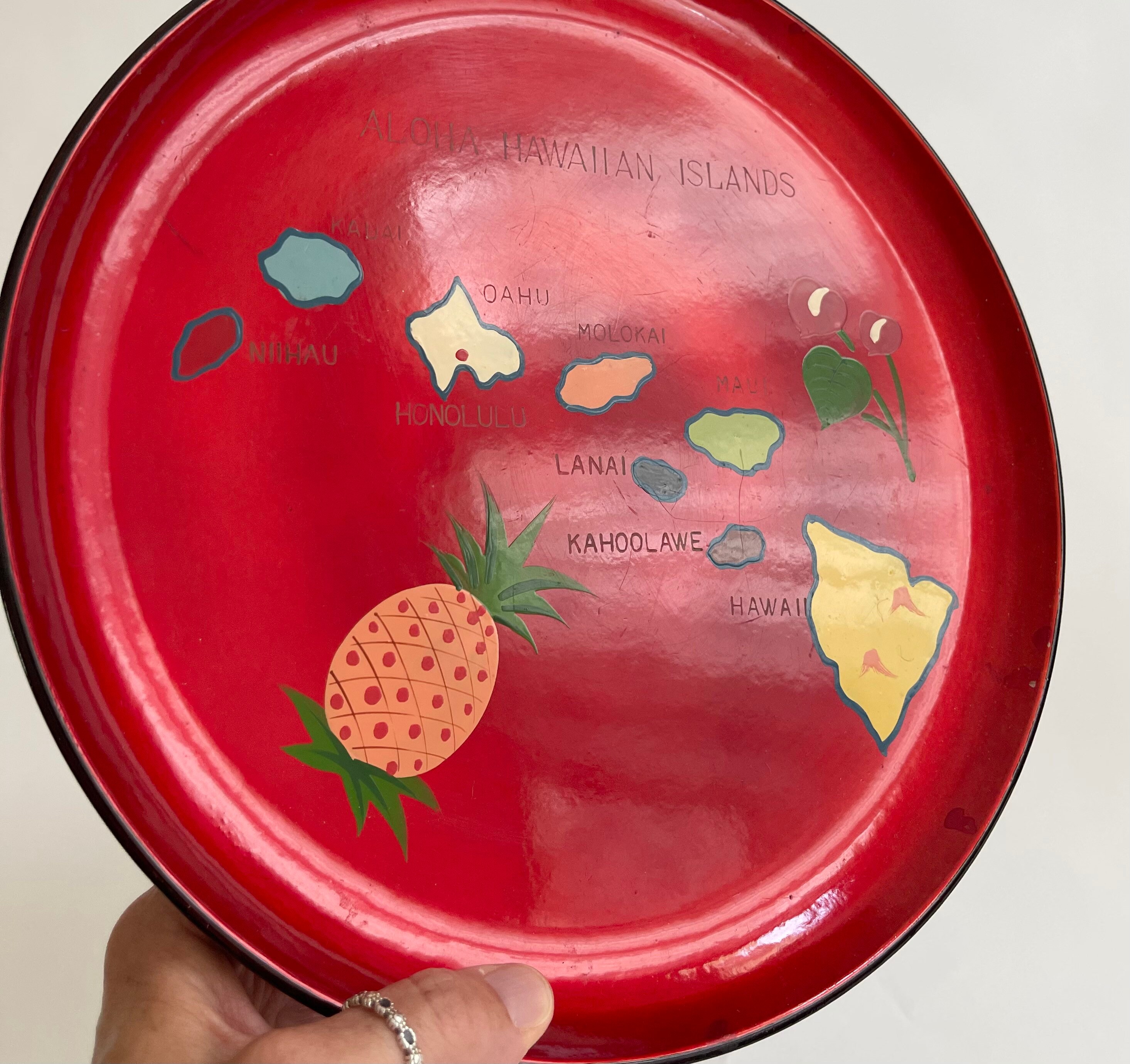 Mid Century Hawaii Tray Hawaiian Souvenir Made in Japan MCM Hand