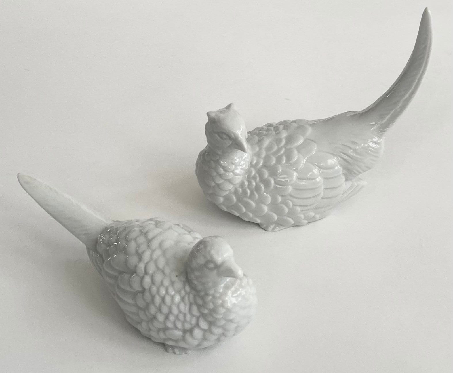 Glazed White Ceramic Pheasant Bird Figurine Set Made in Japan Etsy