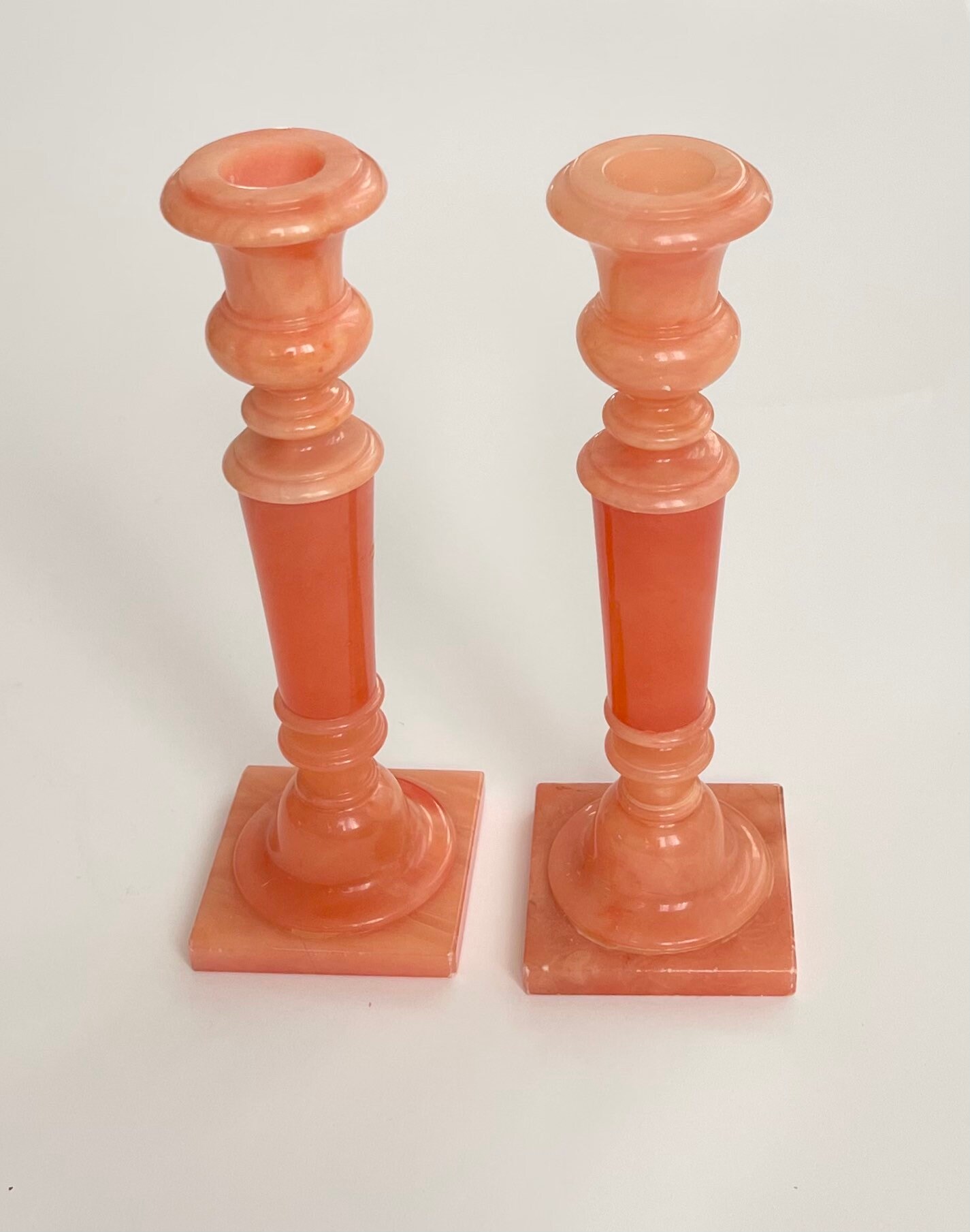 Italian Onyx Candlestick Holders Taper Candle Holder Vintage Made in