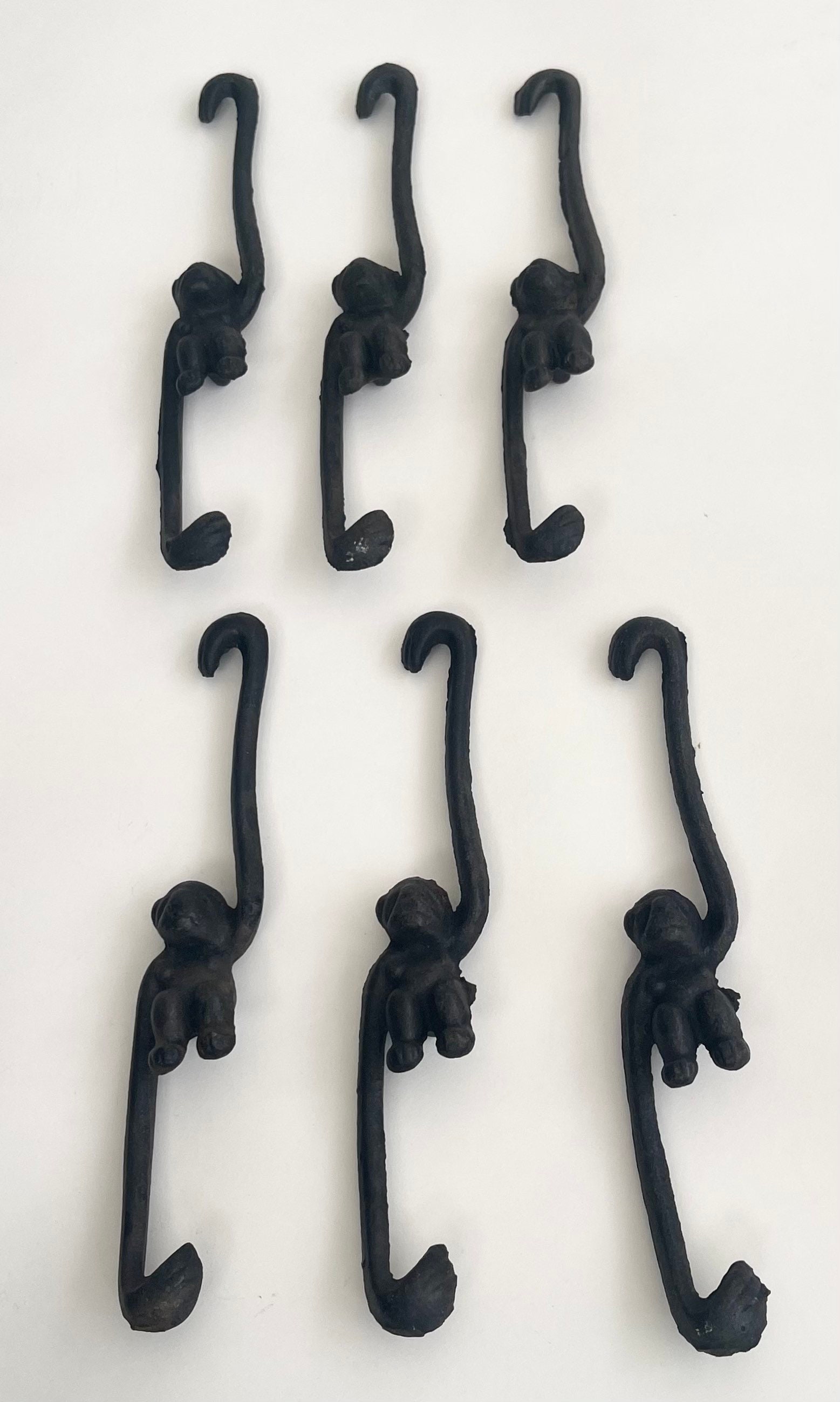 Cast Iron Monkey Hook Mid Century Made in Taiwan Interlocking Chain Black Hooks Pots and Pans