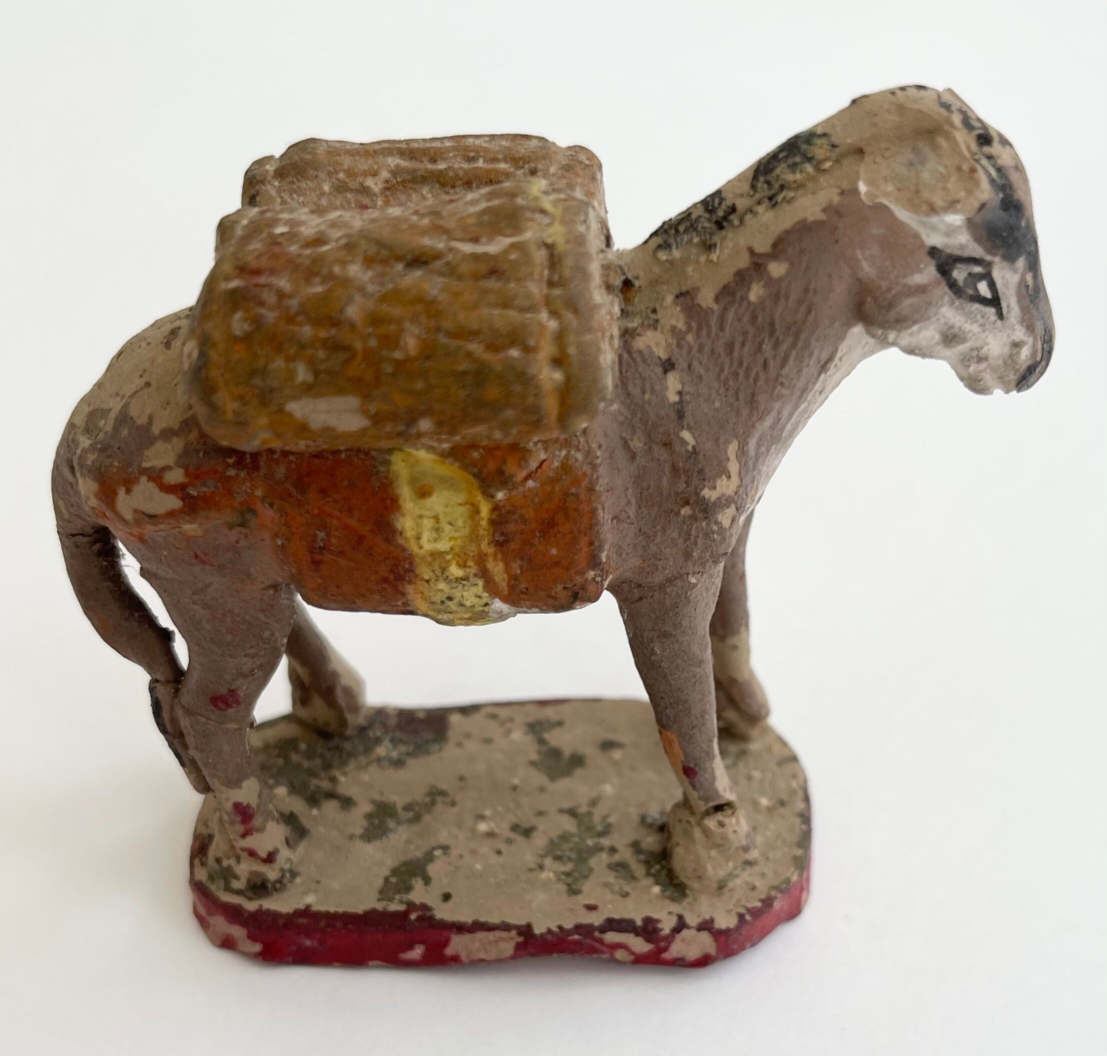 Rustic Mexican Clay Animal Donkey Horse Pack Mule Figurine Made in