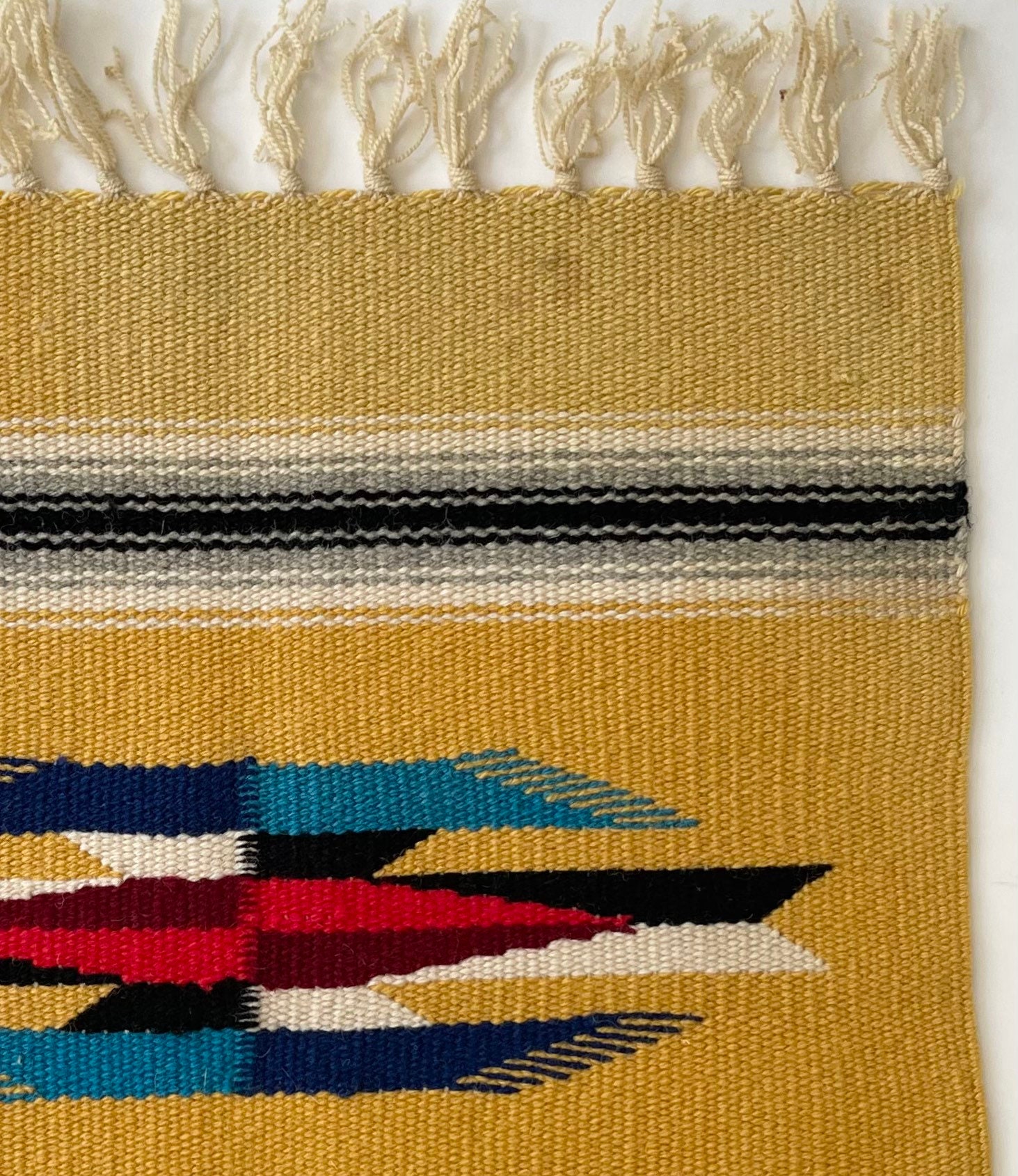 Handwoven Chimayo Weaving Mat Tabletop Size 15 Square Textile Vintage
