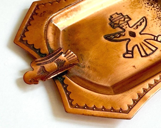 Fred Harvey Era Thunderbird Copper Ashtray Vintage Bell Trading Post