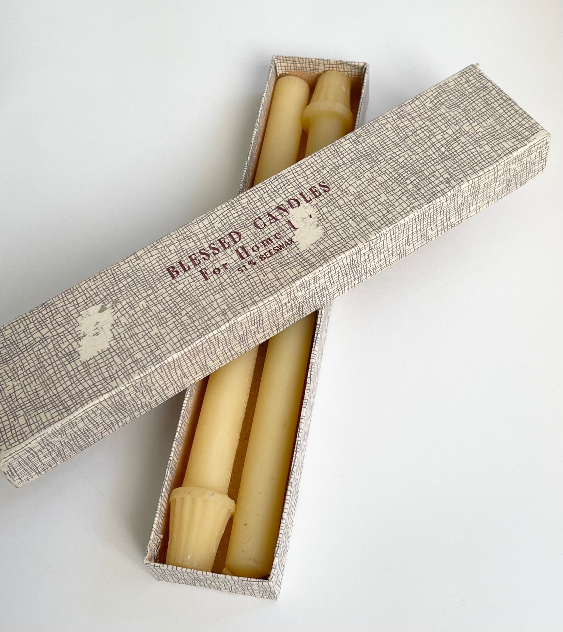 Religious Blessed Beeswax Candle in Original Box Set of Two Sacramental