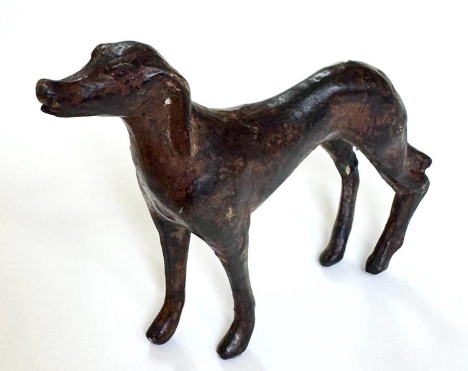Vintage Heavy Cast Metal Dog Statuette Figurine Object Paris Flea Market Find
