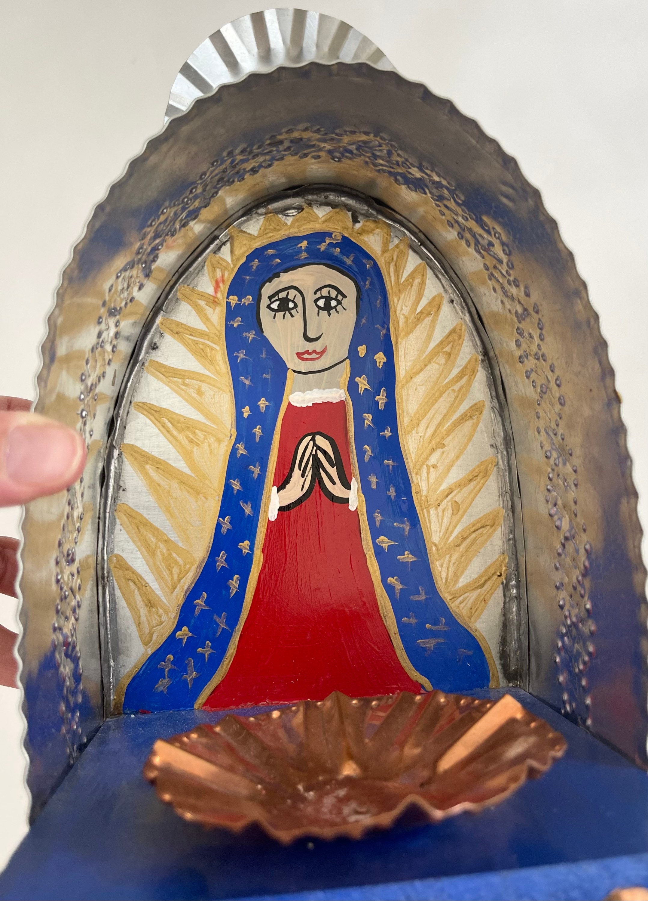 Tin Art Luminary New Mexico Folk Art by Celeste Medina Our Lady of