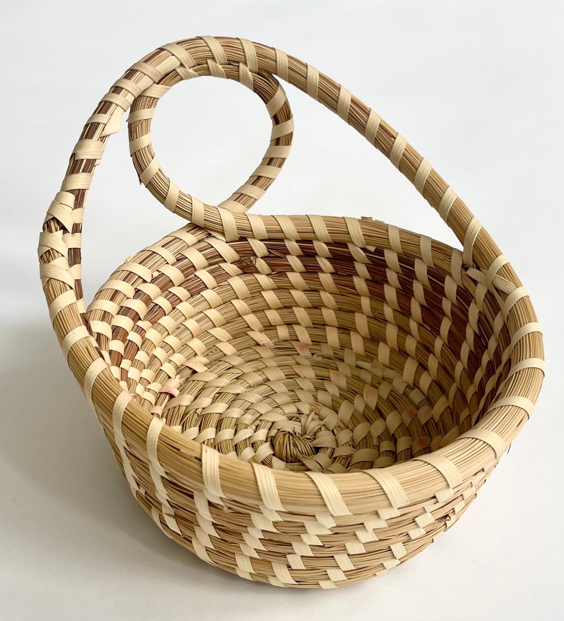 Small Charleston Sweetgrass Basket Side Handle Handmade Vintage