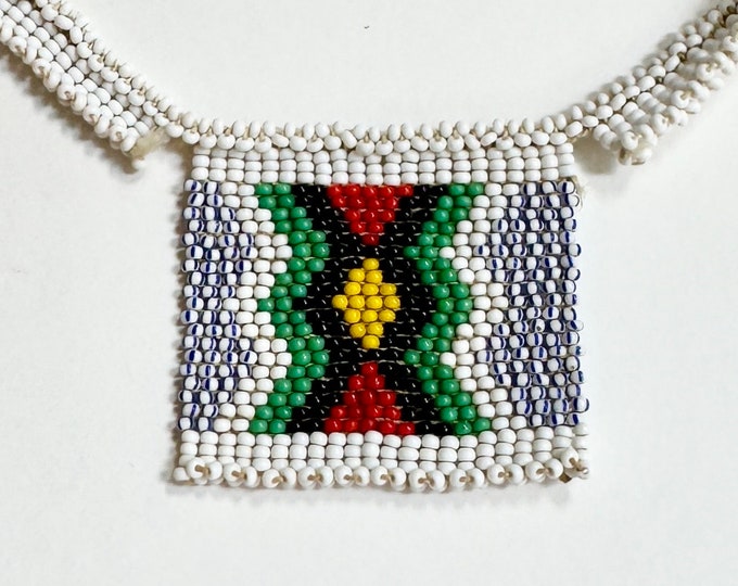 Vintage Native American Beadwork Necklace Antique Vintage Glass Micro Seed Beads American Native American Craft Art