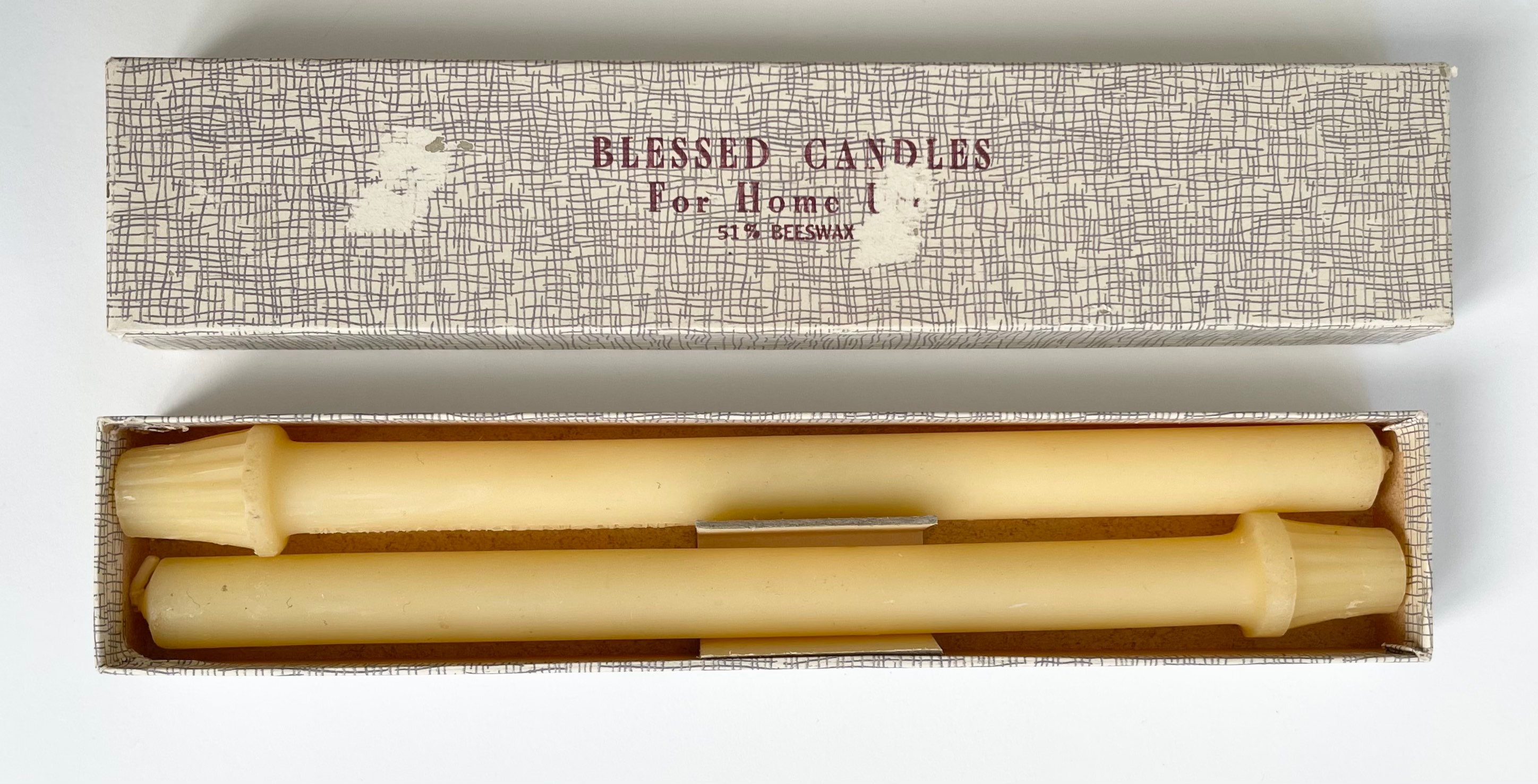 Religious Blessed Beeswax Candle in Original Box Set of Two Sacramental Candles for Sick Calls