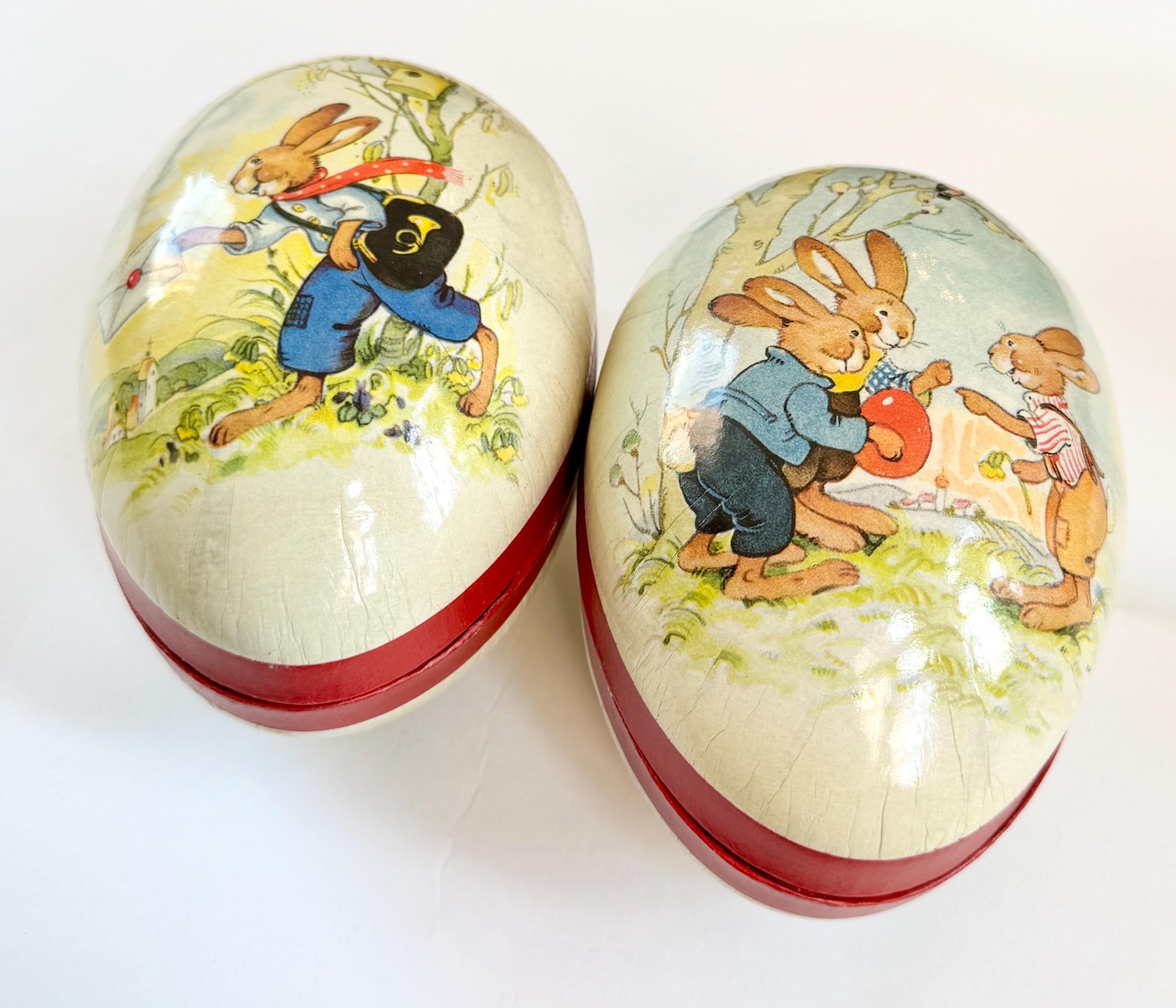 Vintage Echt Erzgebirge Egg German Paper Mache Easter Egg Easter Bunny Chick Illustration Made in Germany