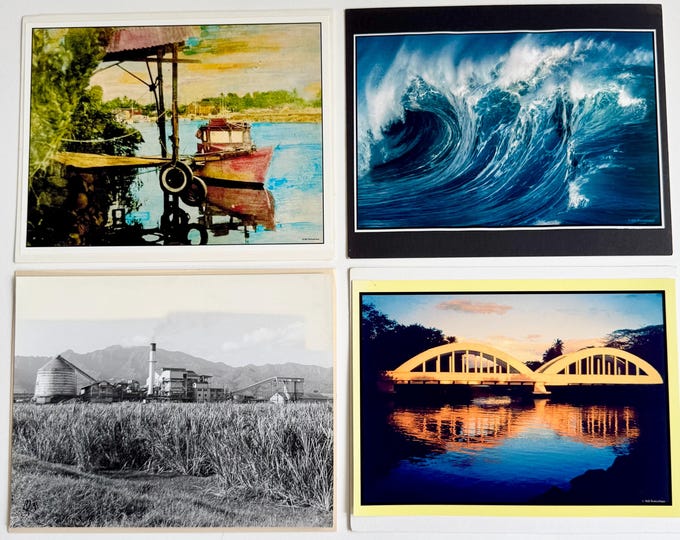 Vintage Hawaiian Landscape Photograph Lot Hawaii North Shore Oahu Island Ocean Tropical Sugar Mill Haleiwa Bridge Bill Romerhaus