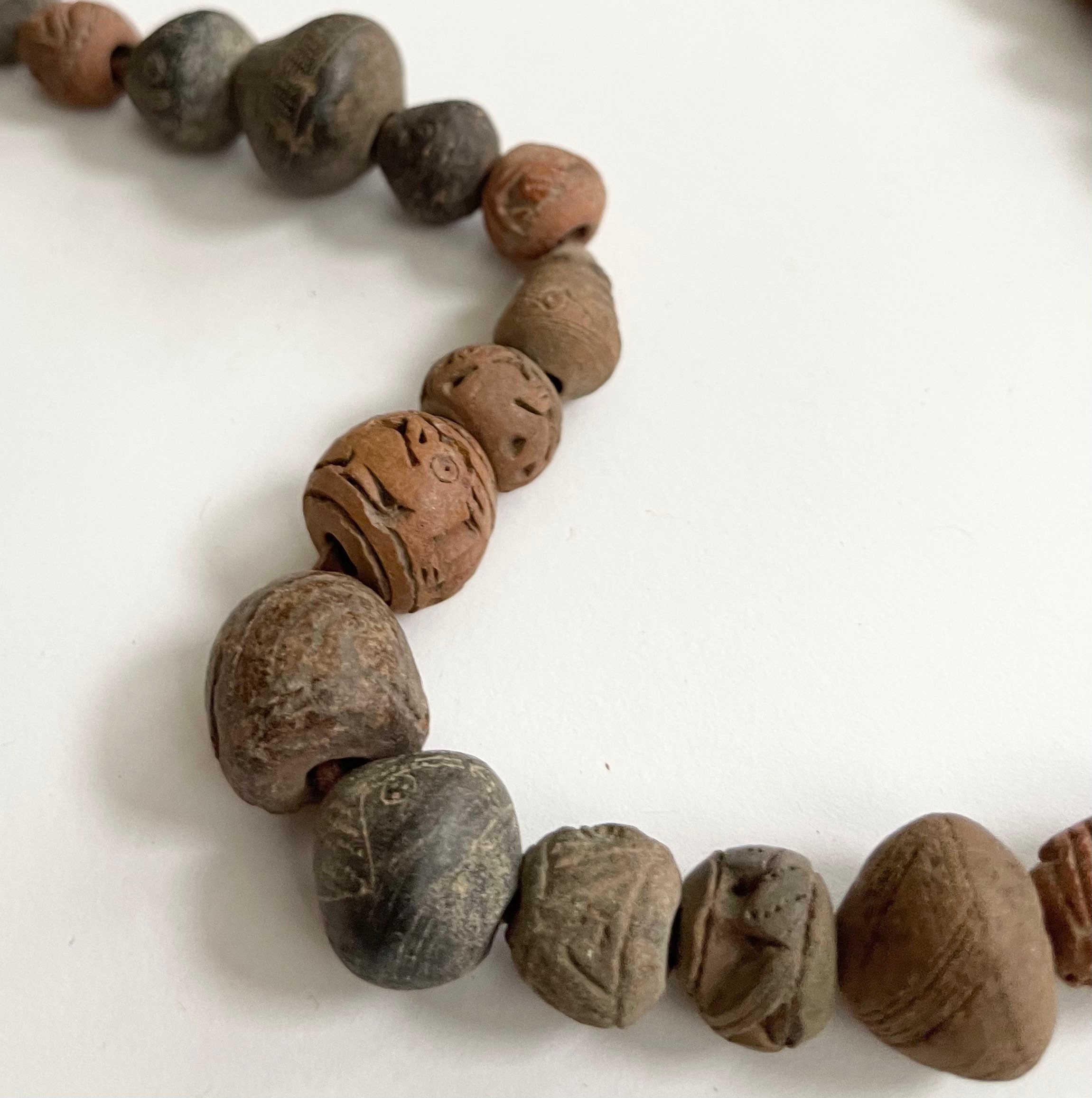 Antique Terracotta Bead Lot of 37 Clay Trade Beads Vintage Antique