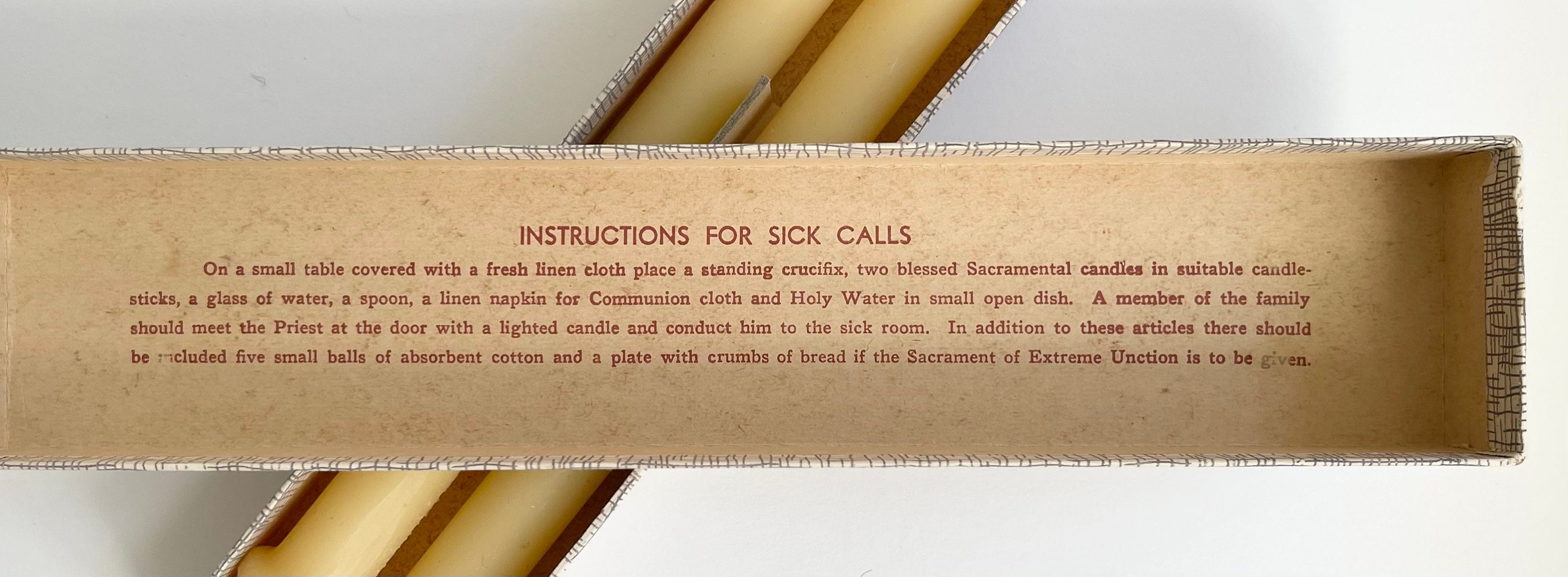 Religious Blessed Beeswax Candle in Original Box Set of Two Sacramental Candles for Sick Calls