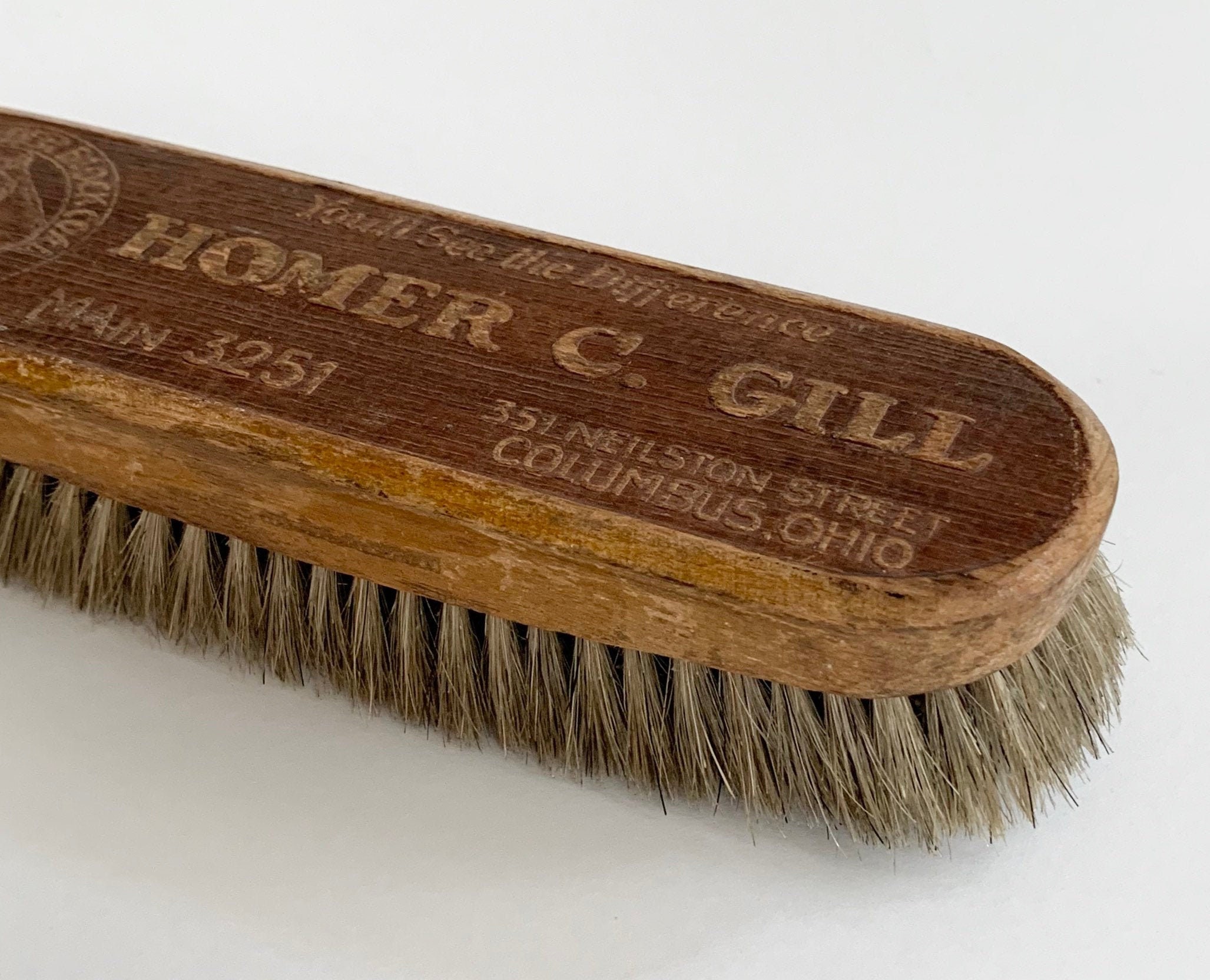 Antique Shoe Brush Vintage Shoe Care Polish Buffing Cleaning Wood