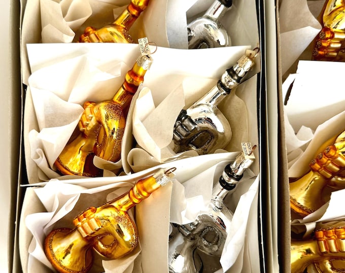 French Horn Ornaments Vintage Gold Silver Glass Musical Instruments Christmas Tree Marching Band Orchestra Music Made in Poland